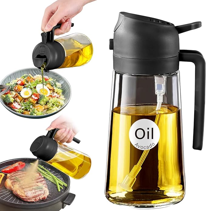 2-in-1 Glass Olive Oil Sprayer Bottle 470ml (16oz)