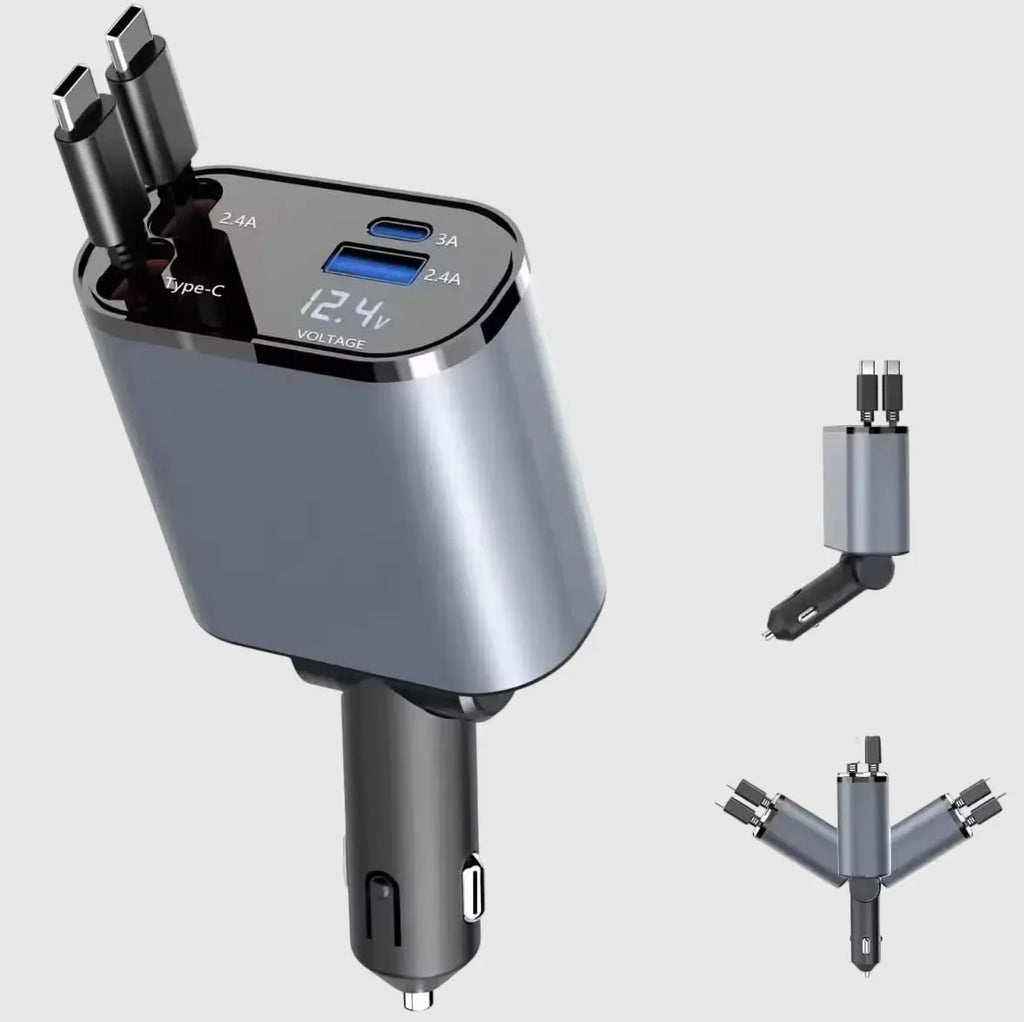Nestora Retractable Car Charger 4 Ports Fast Charging UAE